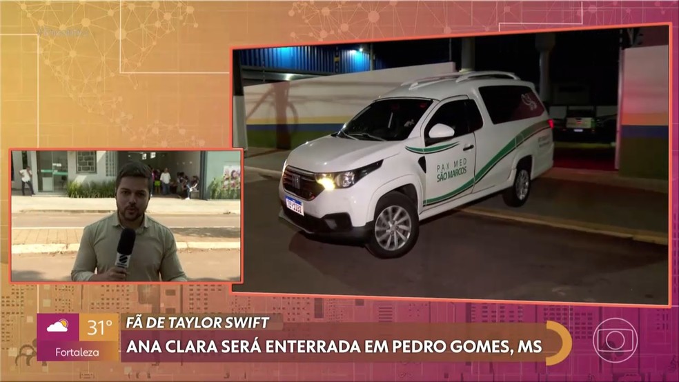 Ana Clara será enterrada em Pedro Gomes (MS) — Foto: Globo