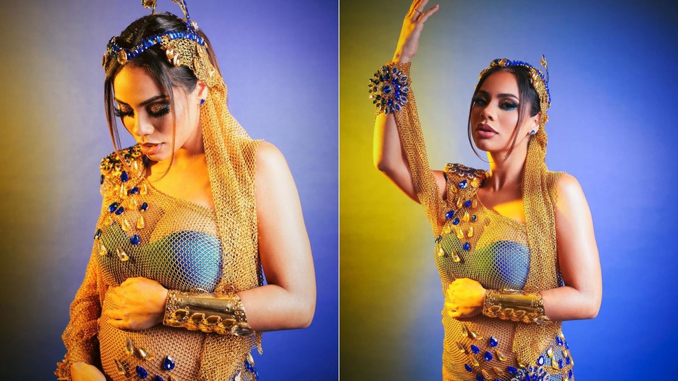 Lexa exibe barrigão no mini desfile da Unidos da Tijuca: 'Não posso exagerar' — Foto: Reprodução/Instagram