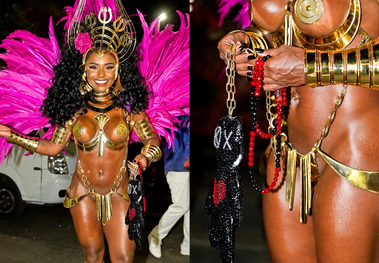 Rainha de bateria da Em Cima da Hora dispensa tapa-sexo e usa microfantasia banhada a ouro e avaliada em R$ 70 mil