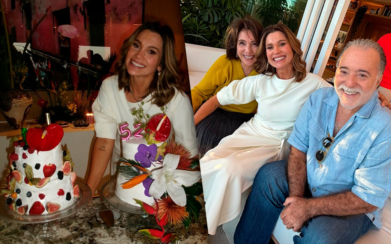 Flávia Alessandra comemora 52 anos com festa e presença do elenco de Quem Ama Cuida
