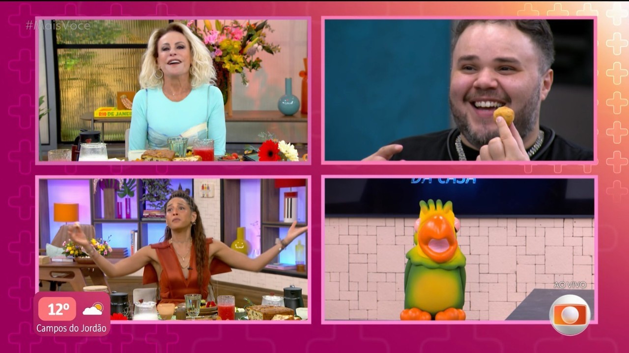 Finalista do Estrela da Casa brinca com Taís Araujo ao relembrar meme no Mais Você: 'Coxinha tem abóbora?'