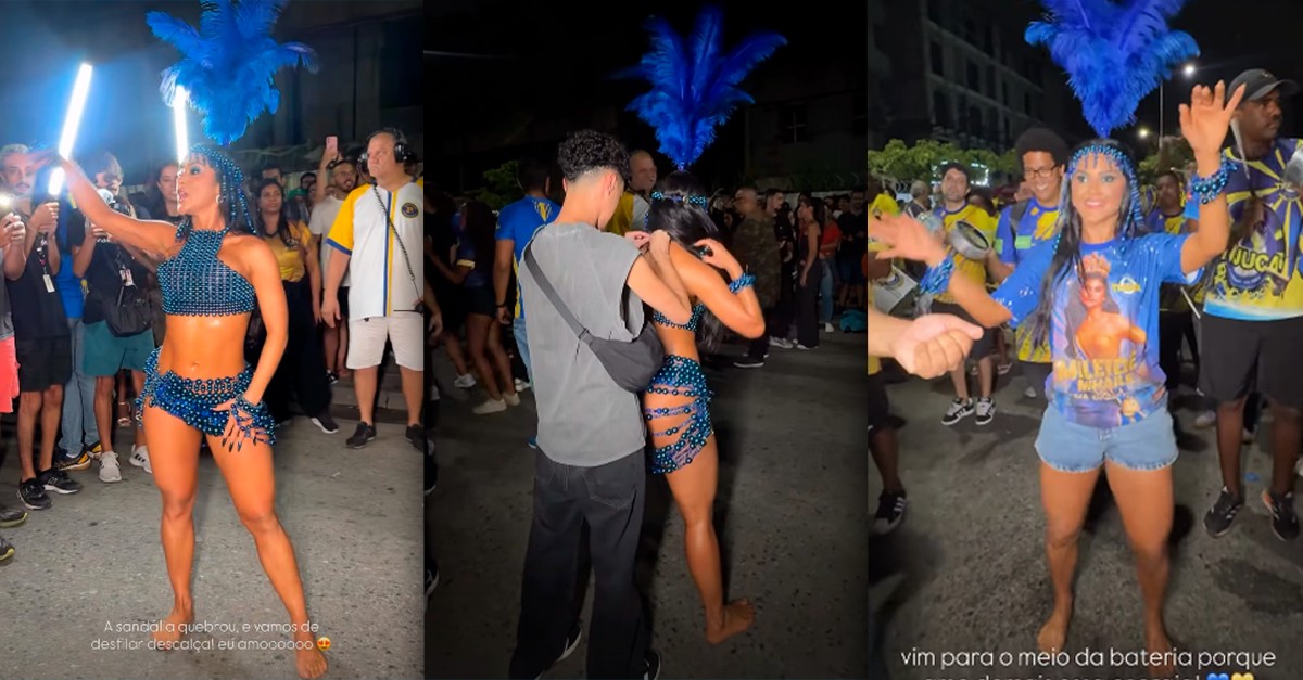 Mileide Mihaile enfrenta perrengues e termina ensaio com look improvisado e descalça