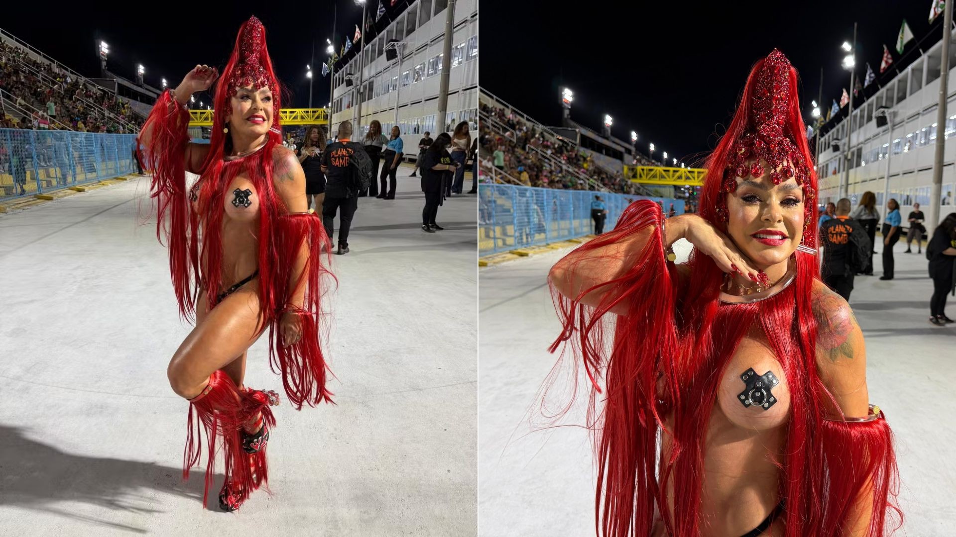 Fabíola de Andrade usa look inspirado em Rita Lee para ensaio da Mocidade: 'Temos personalidades parecidas'